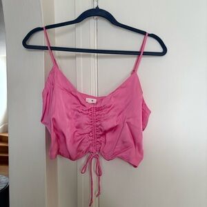 Pink and Green Ruched Aerie Crop Top
